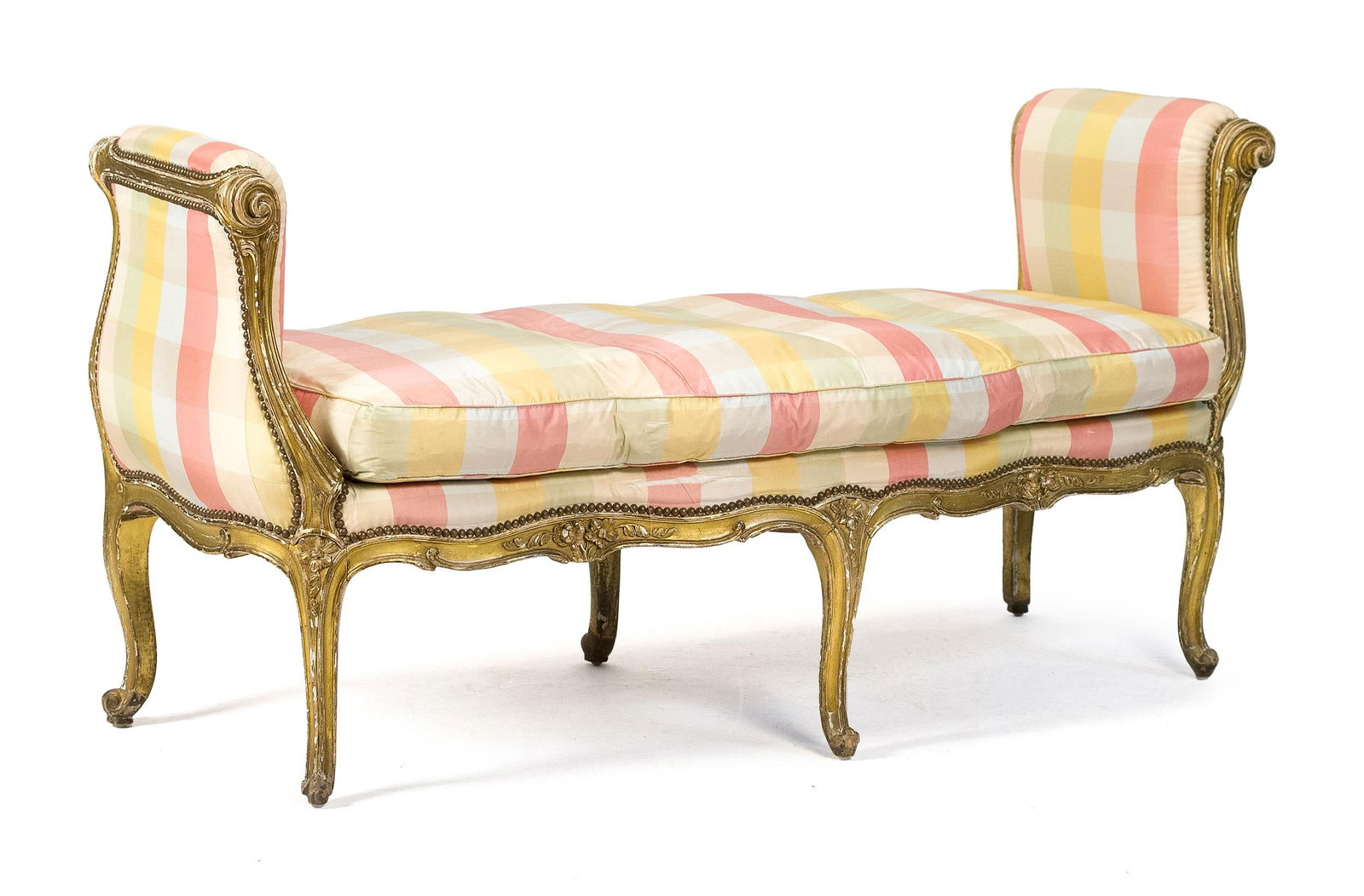 ANTIQUE LOUIS XV STYLE GILT SETTEE. (1 of 14)