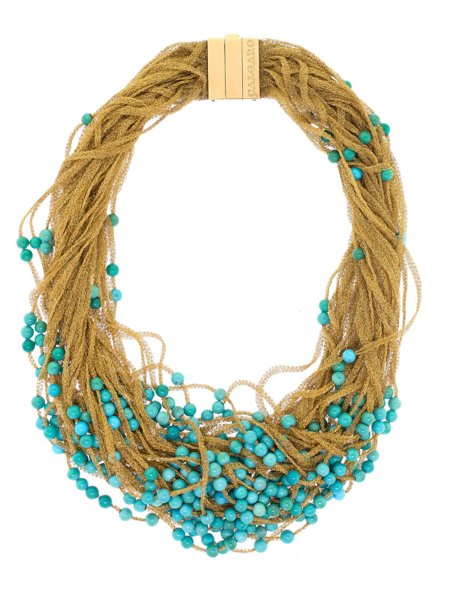 CALGARO RUGIADA 18K GOLD & TURQUOISE NECKLACE. (1 of 11)