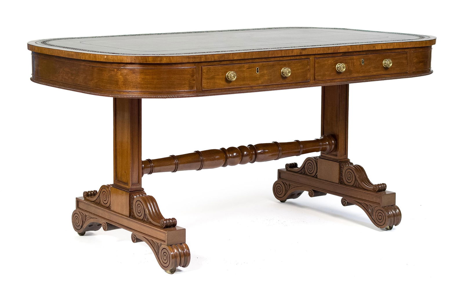 19TH C. ENGLISH REGENCY PARTNERS DESK. (1 of 14)