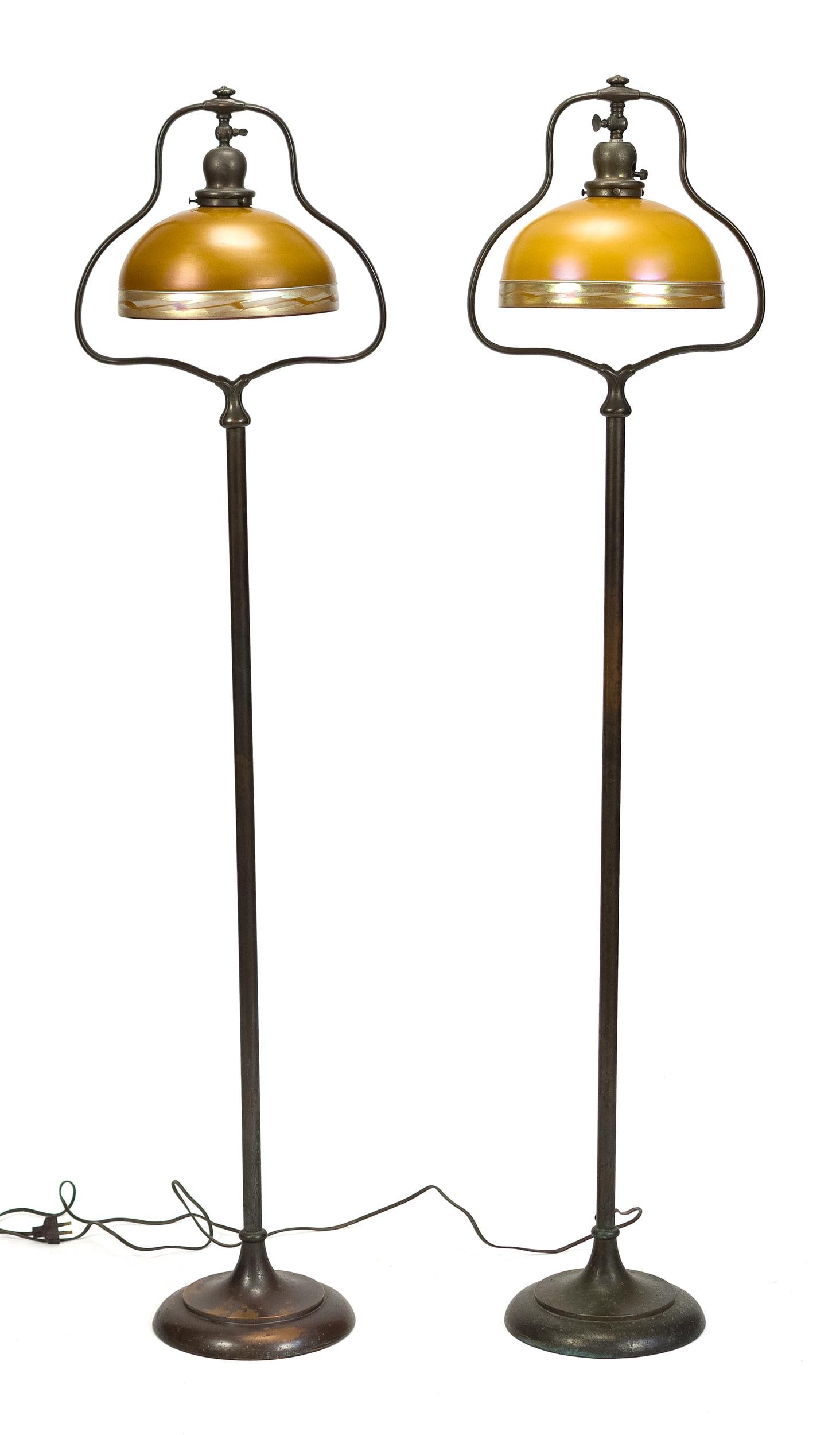 PAIR OF ANTIQUE HANDEL BRONZE FLOOR LAMPS. (1 of 16)