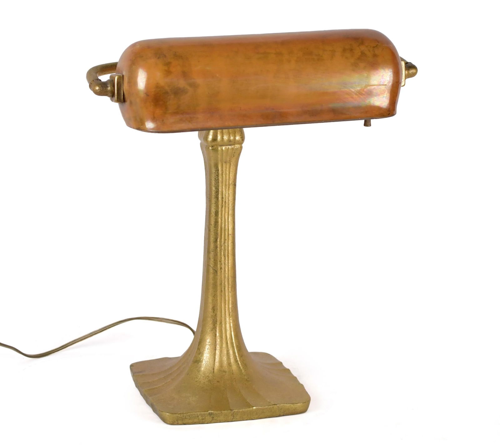ANTIQUE HANDEL DORE GILT DESK/BANKERS LAMP. (1 of 7)