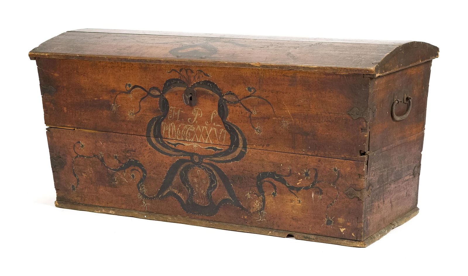 18TH C. EUROPEAN PAINTED MARRIAGE CHEST. (1 of 11)