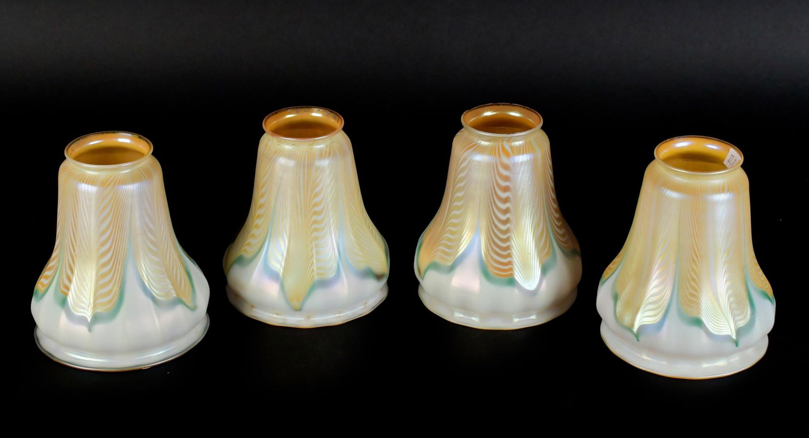 FOUR QUEZEL ART GLASS SIGNED SHADES. (1 of 8)