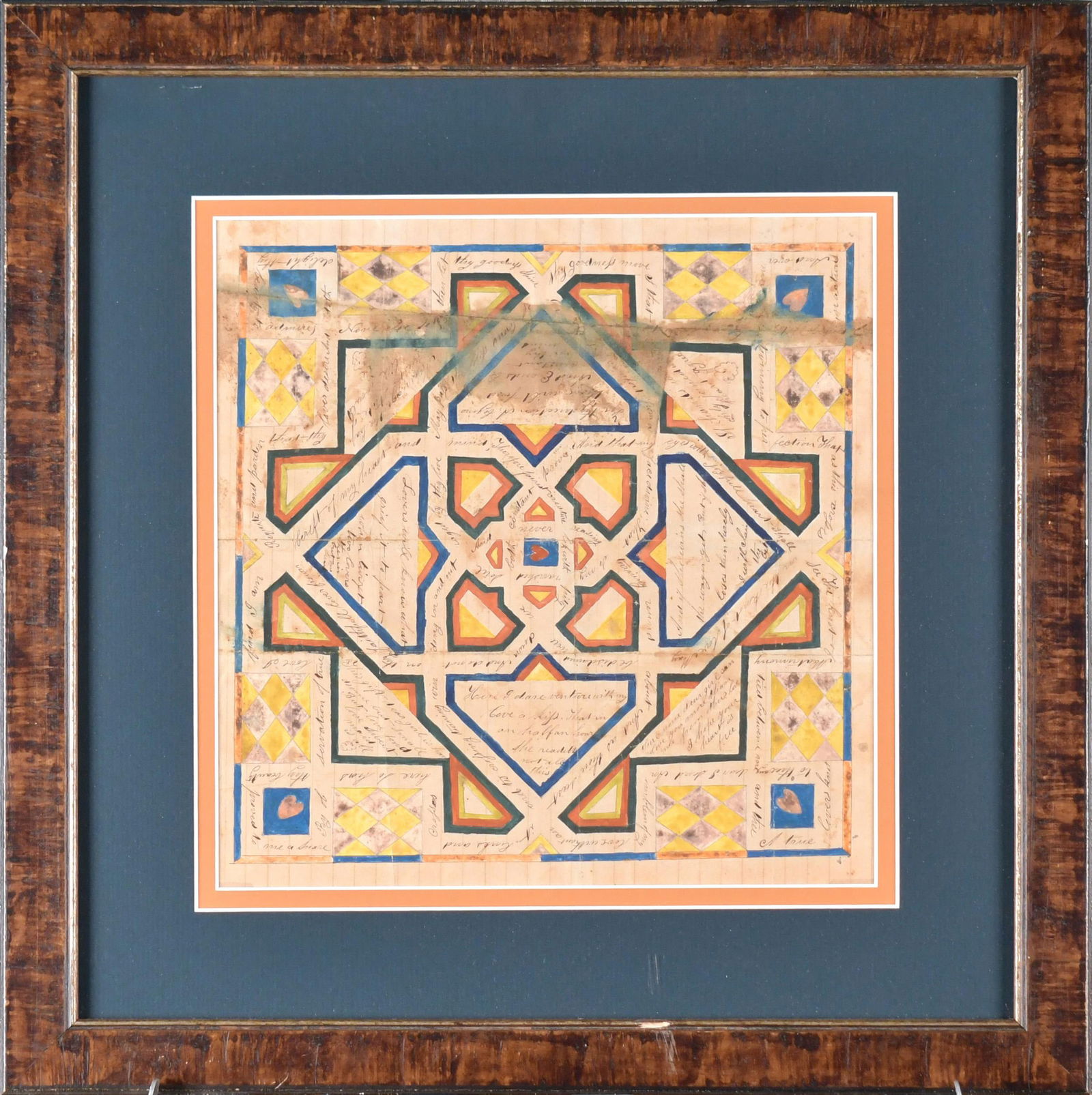 EARLY 19TH C. FOLK ART PEN AND INK, LOVER'S KNOT. (1 of 10)