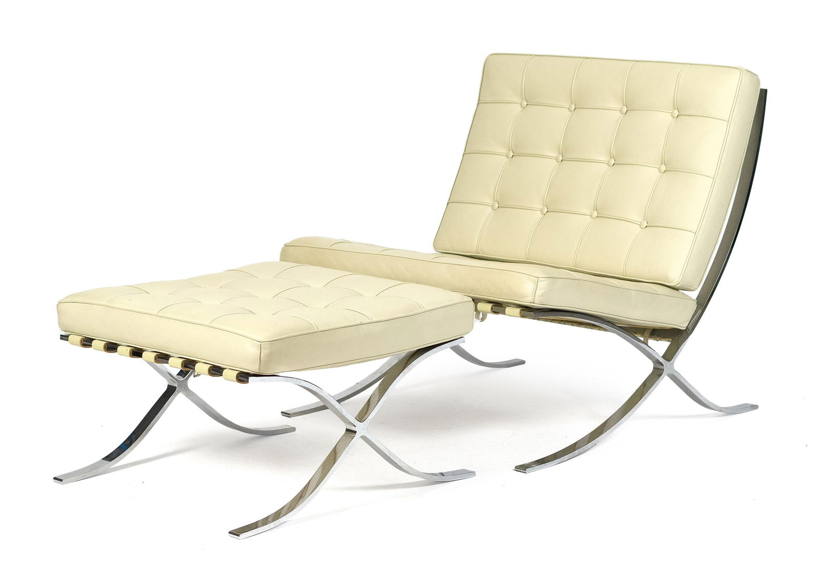 VINTAGE KNOLL STYLE BARCELONA CHAIR AND OTTOMAN. (1 of 13)