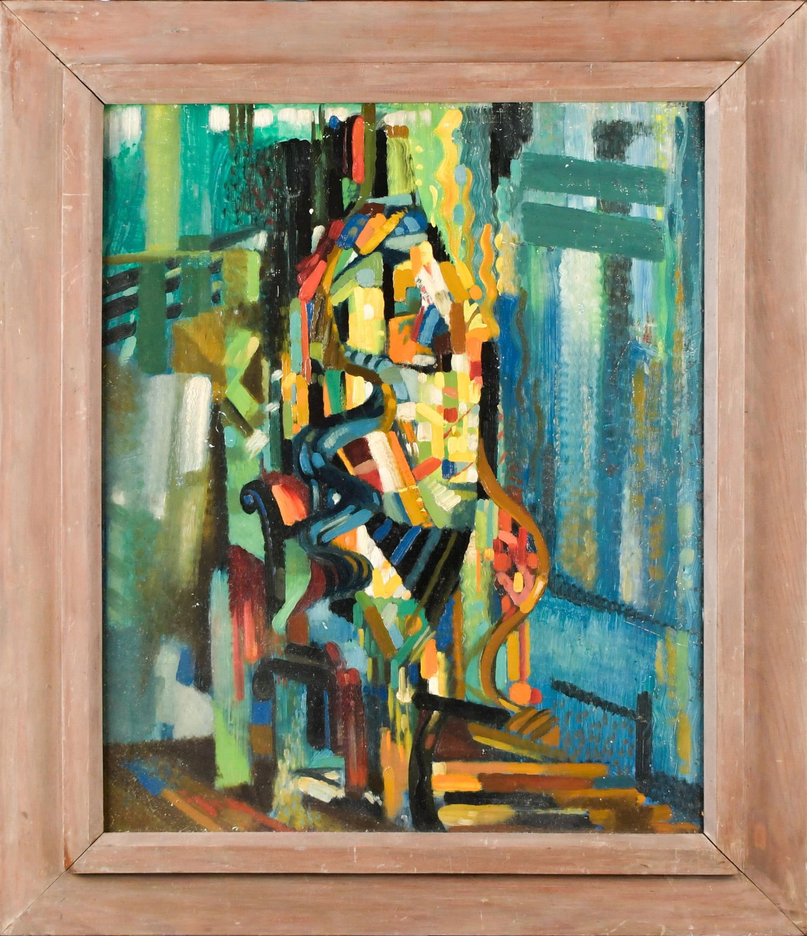 RALPH GAGNON OIL, CUBIST FIGURE. (1 of 8)