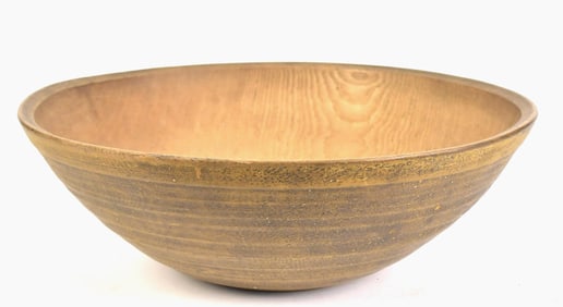 EXCEPTIONAL MUSTARD PAINTED BEEHIVE BOWL.