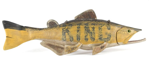 VINTAGE PAINTED KING FISH TRADE SIGN.