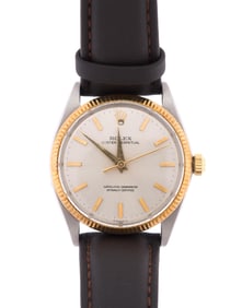 MENS VINTAGE STAINLESS STEEL & GOLD ROLEX WATCH.