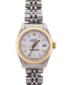 ROLEX LADIES STAINLESS & 18K OYSTER DATEJUST WATCH.