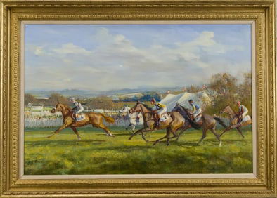 HEATHER ST. CLAIR DAVIS OIL, EQUESTRIAN SCENE.