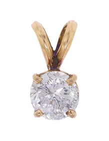 14K GOLD .80 CT. DIAMOND SOLITAIRE PENDANT.