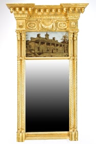 GOOD 19TH C. FEDERAL GILT WOOD MIRROR.
