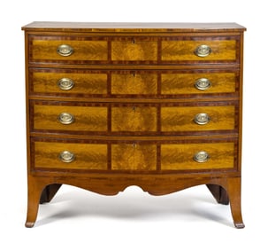 19TH C. FEDERAL 12 PANEL MAHOGANY CHEST.