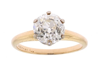 1.97 CT. OLD EUROPEAN CUT 14K GOLD SOLITAIRE RING.