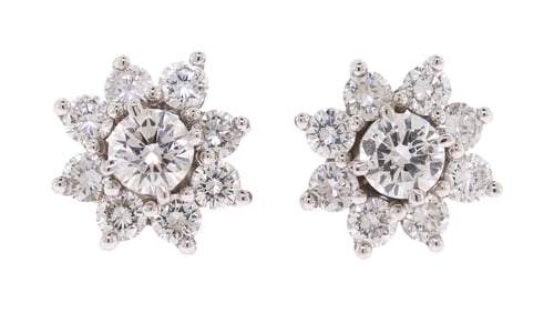 14K GOLD DIAMOND EARRING JACKETS W/ DIAMOND STUDS.