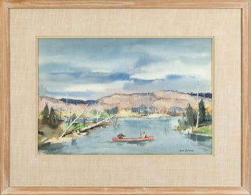 PAUL SAMPLE WATERCOLOR, THE NARROWS AT LAC CLAIR.