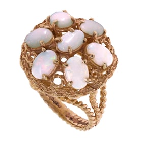 VINTAGE 14K GOLD OPAL COCKTAIL RING.