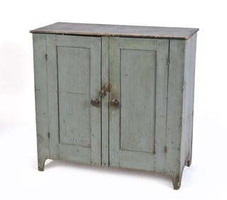 EARLY 19TH C. BLUE PAINTED CUPBOARD.