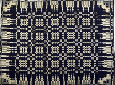 19TH C. BLUE AND WHITE HOMESPUN.