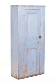 19TH C. SMALL BLUE PAINTED CUPBOARD.