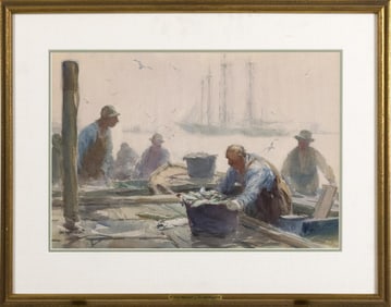 GORDON GRANT WATERCOLOR, SEA HARVEST.