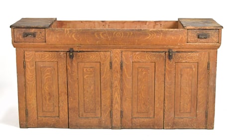 19TH C. GRAIN PAINTED NEW ENGLAND DRY SINK.