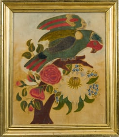 ANTIQUE THEOREM PAINTING OF A PARROT.