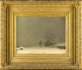 AUGUSTE-PIERRE BIENVENU CHENU OIL, WINTER SCENE.