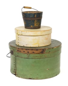 19TH C. SHAKER PAIL AND BOXES, 3 PCS.