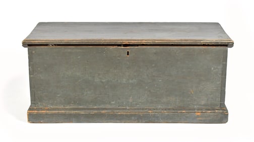 18TH C. GREEN PAINTED SEA CHEST.