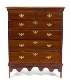 18TH C. QUEEN ANNE CT RIVER VALLEY TALL CHEST.