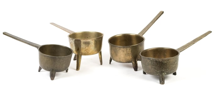 FOUR 17TH OR 18TH C. BRONZE POSNETS.