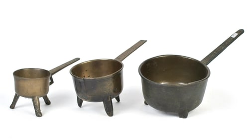 17TH C ENGLISH BRONZE POSNETS, 3PCS.