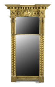 19TH C. FEDERAL GILT WALL MIRROR.