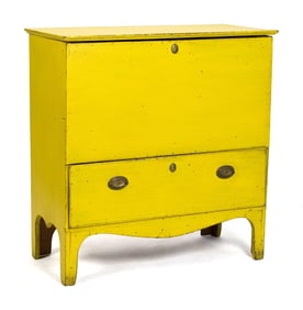 YELLOW PAINTED 19TH C. FEDERAL BLANKET CHEST.