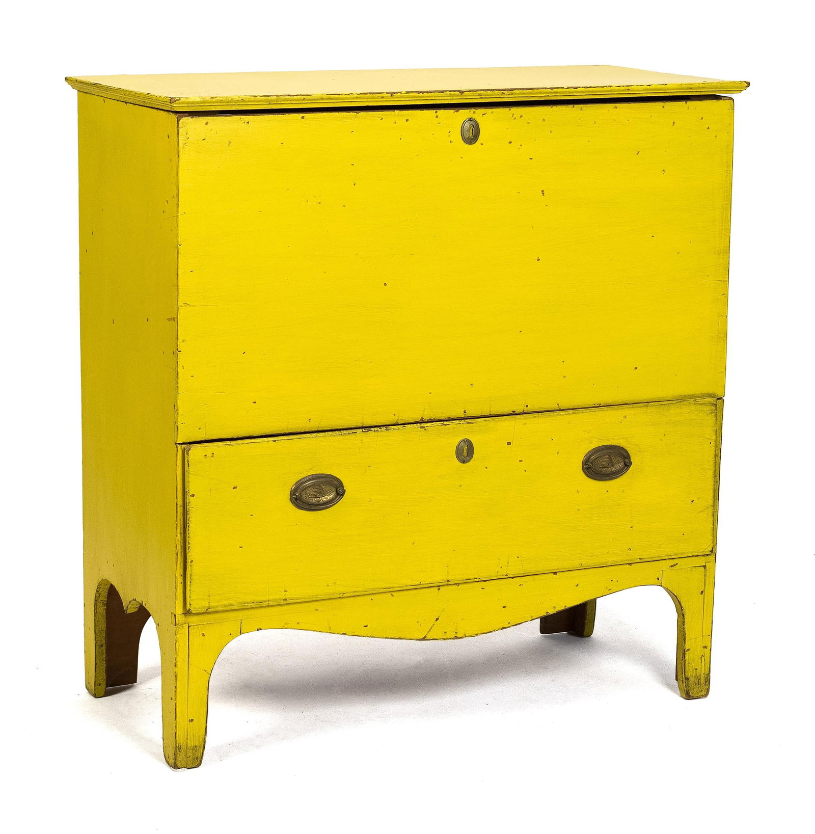 YELLOW PAINTED 19TH C. FEDERAL BLANKET CHEST. (1 of 14)