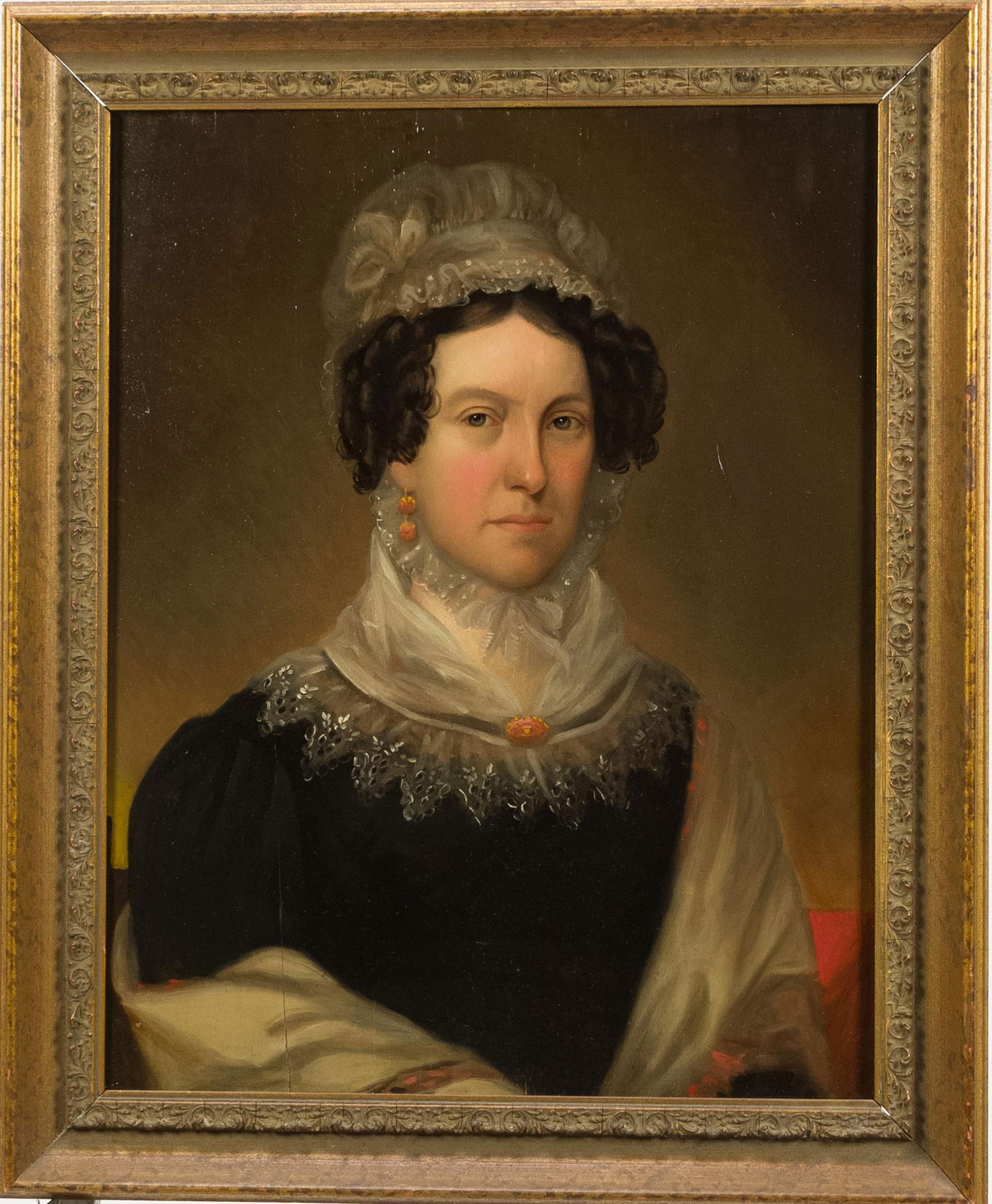19TH C. AMERICAN SCHOOL OIL, PORTRAIT OF WOMAN. (1 of 8)