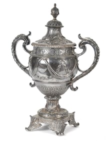 IMPORTANT 1773 CHARLES WRIGHT ENGLISH SILVER URN.
