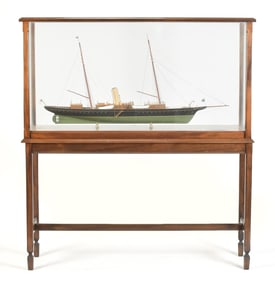 SHIP MODEL ON STAND.