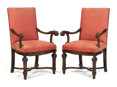 PR. ANTIQUE MAHOGANY ARMCHAIRS.