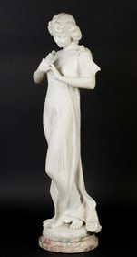 FINELY CARVED 19TH C. MARBLE SCULPTURE, YOUNG WOMAN.