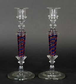 PR. 18TH C. ENGLISH AIR TWIST CANDLESTCIKS.