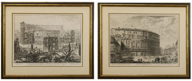 TWO ANTIQUE PIRANESE ENGRAVINGS.