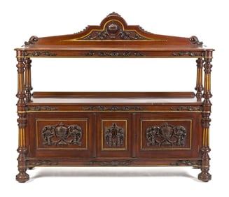 19TH C. ENGLISH WILLIAM IV CARVED MAHOGANY SERVER.