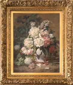 19TH C. ALF FLORENT, FLORAL STILL LIFE.