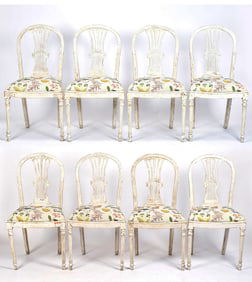 VINTAGE WHITE SWEEDISH DINING CHAIRS.