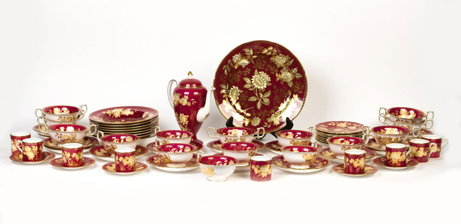 WEDGWOOD RUBY TONQUIN CHINA SET, 63 PC. (1 of 13)