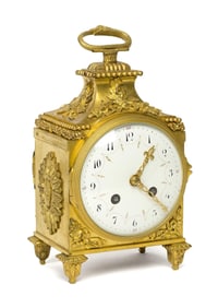 SAMUEL MARTY ANTIQUE FRENCH BRONZE MANTLE CLOCK.