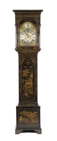 18TH C. ENGLISH JAPANNED TALL CLOCK.